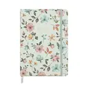 Jubiluu Carnet A5 élégant à couverture rigide en tissu, à réglure lignée - 96 feuilles (papier offset 100 g/m²) - Marque-page et bande élastique - Carnet crème classique pour l’écriture, l’école et le bureau, idéal pour offrir - Spring Bloom image 0