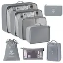 White Label DTK Cubes de rangement de voyage, set de 8 pièces, organisateurs de bagage légers, sachets de compression, gris, pour l’organisation de la valise image 0