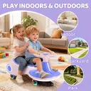 Neuleb Voiture électrique 12 V avec pédale, batterie rechargeable, trottinette 2-en-1, 3 vitesses, vitesse max. 5 km/h, anti-basculement, haut-parleur musical et roues lumineuses, charge max. 72 kg, cadeau pour enfants dès 3 ans, Purplr image 9