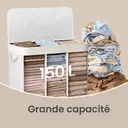 JOYFURNOS Grand Panier à Linge en Bambou, Panier à Linge Pliable à 3 Compartiments avec Couvercle, Sac Intérieur Amovible, Blanc image 5