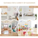 HOMCOM 4-Piece Kids Table and Chair Set with 2 Wooden Chairs, 1 Storage Bench, and Interesting Modern Design, Beige/White image 6