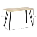 HOMCOM Table à manger design industriel grand plateau dim. 120L x 60l x 75H cm pieds métal noir en épingles MDF aspect chêne clair image 1
