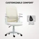 HOMCOM Breathable Mesh Office Chair, Ergonomic Swivel Computer Chair with Flip-up Armrests, Lumbar Back Support for Home/Office, White image 5