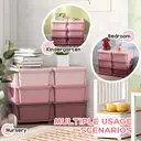 HOMCOM 6 Drawers Plastic Storage Units, 3 Tier Kids Storage Units, Children Toy Chest for Nursery, Playroom, Bedroom, Pink image 7
