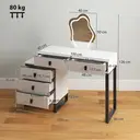 HOMCOM Dressing Table, Vanity Desk with Leaf Shape Mirror, Makeup Table with 5 Drawers, 3-Colour LED Lights, 100x40cm Tabletop, White image 2