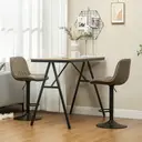 HOMCOM Bar Stools Set of 2, Height Adjustable Swivel Barstools with Backrest and Footrest, Modern Linen Upholstered Armless Bar Chairs for Kitchen, Breakfast Counter, Brown image 1