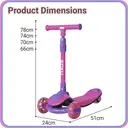 Neuleb YFQ Kids Kick Scooter, LED Lighted Wheels and 4 Adjustable Height Handlebars, Lean-to-Steer & Widen Anti-Slip Deck, 3 Wheel Scooter for Boys & Girls Ages 3-10 and up to 30 Kg image 9