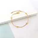 18K Gold Plated Stainless Steel Oval Bead Charm Bracelet, Minimalist Dainty Link Chain for Women (17+3cm) image 2