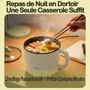 IAGREEA Klootwijk Autocuiseur électrique portable 1,6 L - Mini appareil à ramen, polyvalent, sans surveillance, antiadhésif, avec protection contre l’ébullition à sec, pour nouilles et soupe aux œufs, compact pour chambre d’étudiant et bureau (beige) image 3