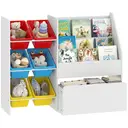 AIYAPLAY Toy Storage Unit, 3-Tier Toy Organiser Shelf with 6 Removable Storage Bins and Large Box, Childrens Bookcase for Bedroom, Nursery, Playroom, Multicoloured image 0