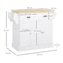 HOMCOM Kitchen Island with Storage, Rolling Kitchen Cart with Adjustable Shelf, Drawers and Cabinets, 110 x 45 x 89cm, White image 2