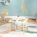 AIYAPLAY 3 Pieces Toddler Table and Chair Set, Kids Desk and 2 Chairs Set with Cute Bunny Ear Backrest, Wooden Legs, for Nursery, Playroom, Classroom - White image 6