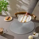 PP Single-Color Placemat Light Gray，Set of 6 Round Braided Placemats Table Mats for Dining Tables Washable Non-Slip Place Mats 15 inch for Home Decoration image 4