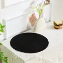 6 pieces, round 38cm woven placemats,Polyester with outer ring, three-strand placemat, black， anti-slip polyester Nordic placemats, suitable for home, kitchen, and dining table use, perfect for holiday parties, birthdays, weddings, and dinners image 5