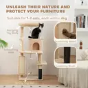 PawHut Cat Tree for Indoor Kittens, 132cm Cat Tower with Scratching Posts and Pad, Bed, House, Jumping Platform, Grooming Brush, Toy Balls, Anti-Tip Kit, Cat Climbing Frame, Beige image 5