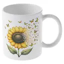Alphynix 1pc 11oz White Ceramic Mug Featuring a Vibrant Sunflower and Butterfly Design, Uplifting Gift for Birthday or Celebration image 3