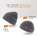 TOP-EX 100% Merino Wool Short Fisherman Beanie Hats for Men Women Warm Winter Hats M/L Black image 3