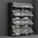 SONGMICSHOME  Shoe Storage Unit with 8 Compartments, Adjustable Hallway Shelf, Cabinet for up to 32 Pairs, Black-Transparent image 2