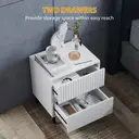 HOMCOM Bedside Table Modern Ridged 2 Drawers White/Black image 5