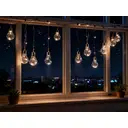 Globe LED String Lights with Clear Plastic Bulbs | 10×5L Warm White LEDs, 10 Bulbs (6×9cm/bulb), 30cm Spacing, 50cm Transparent Cord, Silver Metal Base | With 3AA Battery Box(Indoor/Timer), Battery Not Included image 1