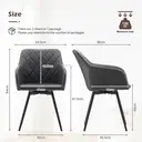 CLIPOP Faux Leather Dining Chairs, Set of 2, 360 °Swivel Upholstered Kitchen Chairs Armchair with Backrest and Metal Legs for Home Office Bedroom Living Room Lounge 0588 deep grey 54.5*60*84 cm image 7