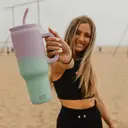 Bottle Bottle 40 oz Tumbler with Handle and Straw, Stainless Steel Vacuum Travel Mug (Purple Green) image 4