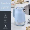 Swan Retro Revive Jug Kettle, 1.7L, Rapid Boil, Easy Pour, 3KW, Vintage, Coated Stainless Steel, Blue with Chrome Accents - SK19025BLU image 1