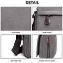 Kono Canvas Messenger Bag for Men, Expandable Crossbody Shoulder Bag Fits 14 Inch Laptop for Work Travel School Grey image 3