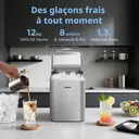COMFEE' RCI12GY1EU(E) Machine à glaçons, 8 glaçons en 6 min., 12 kg/24 h, réservoir d’eau 1,3 L, fonction d’autonettoyage, format compact, pelle et bac inclus pour la maison - Gris image 1
