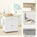 HOMCOM Kitchen Island with Drop Leaf, Rolling Kitchen Storage Trolley on Wheels with Drawer, Spice Rack and Towel Rack, Storage Cart with Adjustable Shelf, White image 7