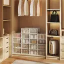 Plastic Shoe Box, 33.5 x 23.2 x 14.3cm, Pack of 18, Transparent and White image 1