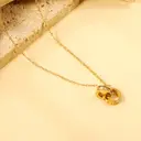 18K PVD Gold Stainless Steel Interlocking Double Circle Necklace, Roman Numeral Pendant with CZ image 1