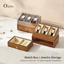 Oirlv Wooden Watch Box Storage Double-layer Jewelry Organizer Wrist Watch Storage Box Dust-proof Transparent Cover Jewelry Display Box image 4