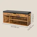 Ochama x SONGMICS Storage Bench with Cushion, Shoe Bench with Padded Seat, Entryway Bench with 3 Compartments, Hidden Storage, Shelves, Rustic Brown image 2