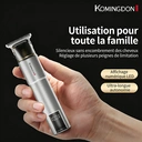 komingdon Tondeuse électrique professionnelle avec écran LED, rechargeable par USB, coupe précis pour cheveux et barbe des hommes, peigne de restriction inclus, idéal pour la maison, cadeau parfait pour la fête des pères ou les fêtes, argent image 0