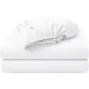 LeBonsoir 150x200cm Fitted Sheet， 30CM/12Inch Deep Pocket - 100% Cotton， No-Pop Off Elastic， 1 Fitted Sheet Only-White image 1