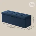 Ochama x SONGMICS Storage Ottoman, Foldable Velvet Storage Bench, 2 Extra Storage Boxes, 38 x 110 x 38 cm, for Hallway, Living Room, Bedroom, Dark Blue image 2
