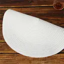 Lot de 6 sets de table ronds tressés en coton et polyester, lavables et résistants à la chaleur, diamètre 38 cm – Blanc image 5