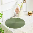 White Label  PP Single-color PlacematGrass Green，Set of 6 Round Braided Placemats Table Mats for Dining Tables Washable Non-Slip Place Mats 15 inch for Home Decoration image 5