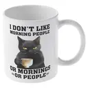 Alphynix 1pc 11oz White Mug with Funny "I Don't Like Morning People or Mornings or People" Quote, Sarcastic Christmas or Thanksgiving Gift image 3