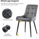 CLIPOP Cream Dining Chairs Set of 2 Velvet Upholstered Kitchen Chairs with Soft Backrest and Metal Legs, Lounge Leisure Reception Chairs for Dining room Living room or Office 0199 deep grey velvet 48.5*45.5*83 cm image 4