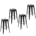 HOMCOM Lot de 4 tabourets de Bar Empilable Chaise de Bar Industriel avec Repose-Pied Hauteur d'Assise 76 cm, cadre en métal, style rétro, pour salle à manger, balcon, bistrot ou bar, Noir image 0