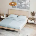 HOMCOM Lot de 2 tables de chevet murales, tables de nuit suspendues avec tiroir et plateau à rebords surélevés, style moderne, pour chambre à coucher, salon, 40 x 30 x 19,5 cm, blanc et bois naturel image 7