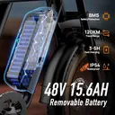 URLIFE 20" * 4 Vélo électrique pour adulte, équipé d'une batterie amovible 48 V 15,6 Ah, autonomie de 80 mi par charge, 7 vit image 4