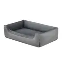 SONGMICS Dog bed linen look, raised edges, non-slip bottom, removable and washable cover, XXL, 120 x 90 x 30 cm, Light grey image 1