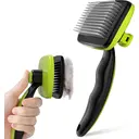 pecute Basic Retractable Pet Comb (Small, with Adhesive Beads) | Color: Green + Black image 0