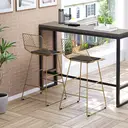 HOMCOM Set of 2 Bar Stools, Modern Counter Height Breakfast Bar Chairs with Wire Metal Frame for Kitchen, Dining Room, Gold image 1