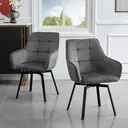 CLIPOP Single Dining Chair Velvet Padded Seat 360°Swivel Armchair with Backrest and Metal Legs,Rotatable Desk Chair for Home Office/Living Room/Bedroom 0199-s velvet deep grey 54*59*83 cm image 1