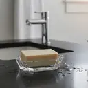 Interiors by Premier Clear Glass Soap Dish, Geometric Design Transparent Soap Storage Case,  Compact Soap Tray & Stand For Shower image 3