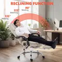 HOMCOM Office Chair with 6-point Vibration Massage and Heat, Velvet-feel Fabric Desk Chair with Footrest, Linkage Armrests, High Back, Adjustable Height, 135° Reclining for Home Office, Cream White image 6